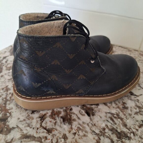 Armani Junior Winter Blue Leather Boots for Kids size 13 - Picture 2 of 9